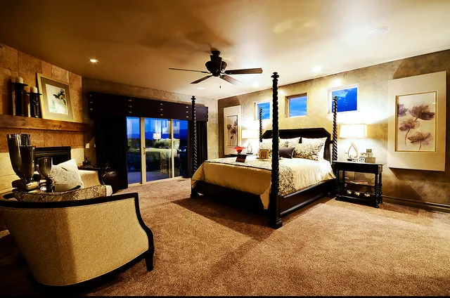 Almafi custom home — Bedroom Beam Ceiling