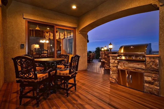 Linger Way custom home — Exterior Rear Lower Level Walkout
