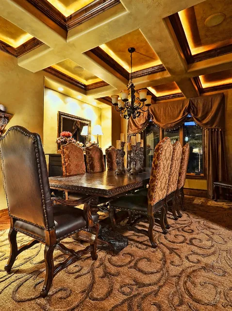 Linger Way custom home — Formal Dining Room Chandelier Portrait
