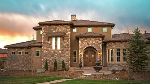 Salerno custom home — Front Exterior Three Quarter Elevation 02