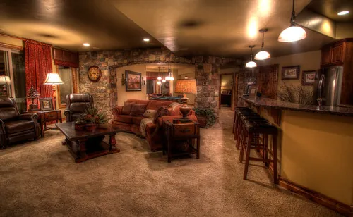 Salerno custom home — Lower Level Living Room Bar Area 03
