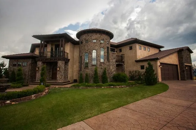 Tuscan Villa custom home — Front Exterior Angle